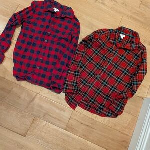 Cat & Jack Red and Blue Plaid Button Down Shirts